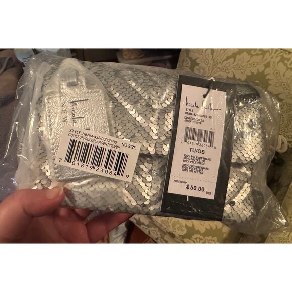 NICOLE MILLER Silver Sequin Crossbody Bag New with Tag MSRP $50 - Picture 11 of 11